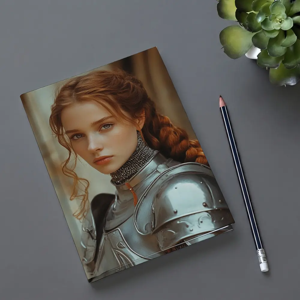 Young Female Knight Silver Armor Castle – Notebooks