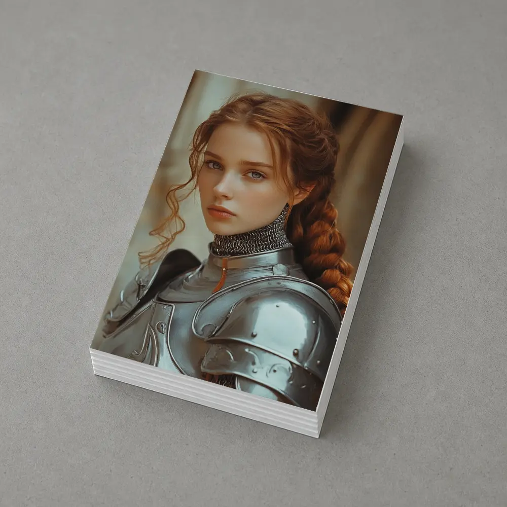 Young Female Knight Silver Armor Castle – Postcards