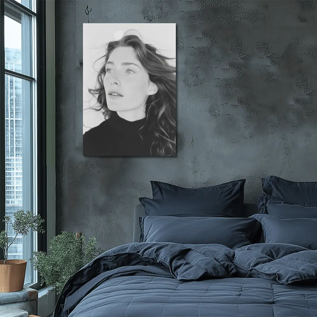 Black and White Woman Portrait Windy Hair – Wall Art