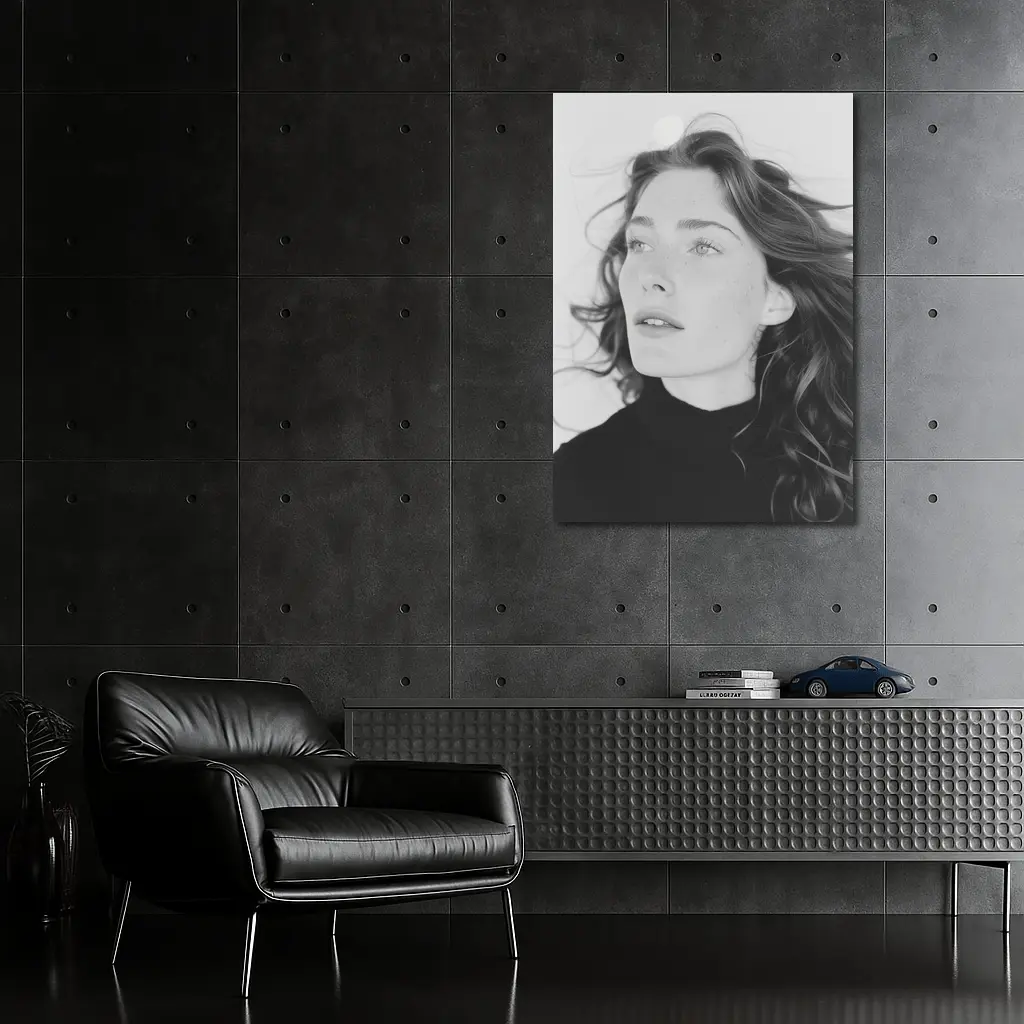 Black and White Woman Portrait Windy Hair – Wall Art