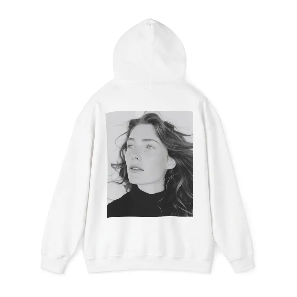 Black and White Woman Portrait Windy Hair – Hoodies