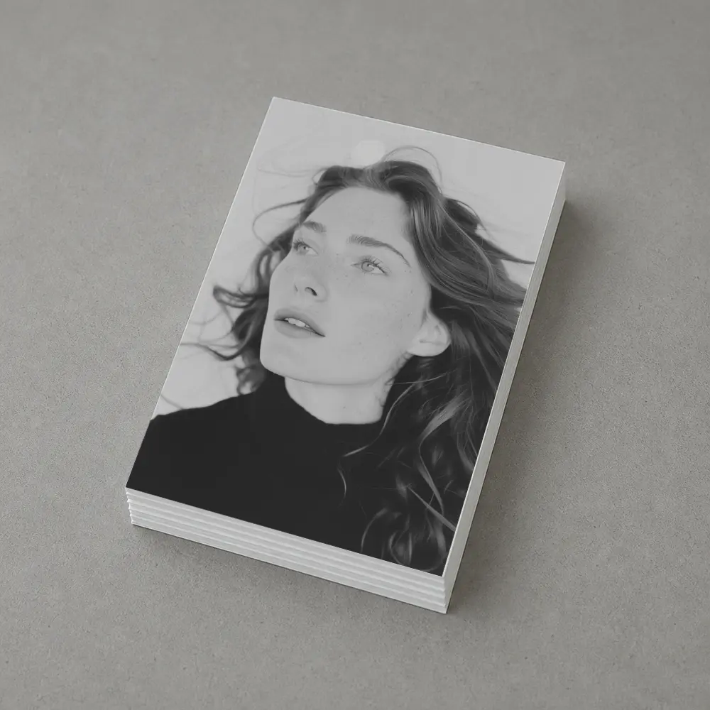 Black and White Woman Portrait Windy Hair – Postcards