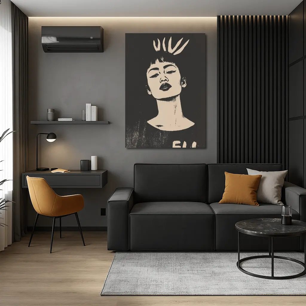 Bold Woman Portrait Dark Graphic Art – Wall Art