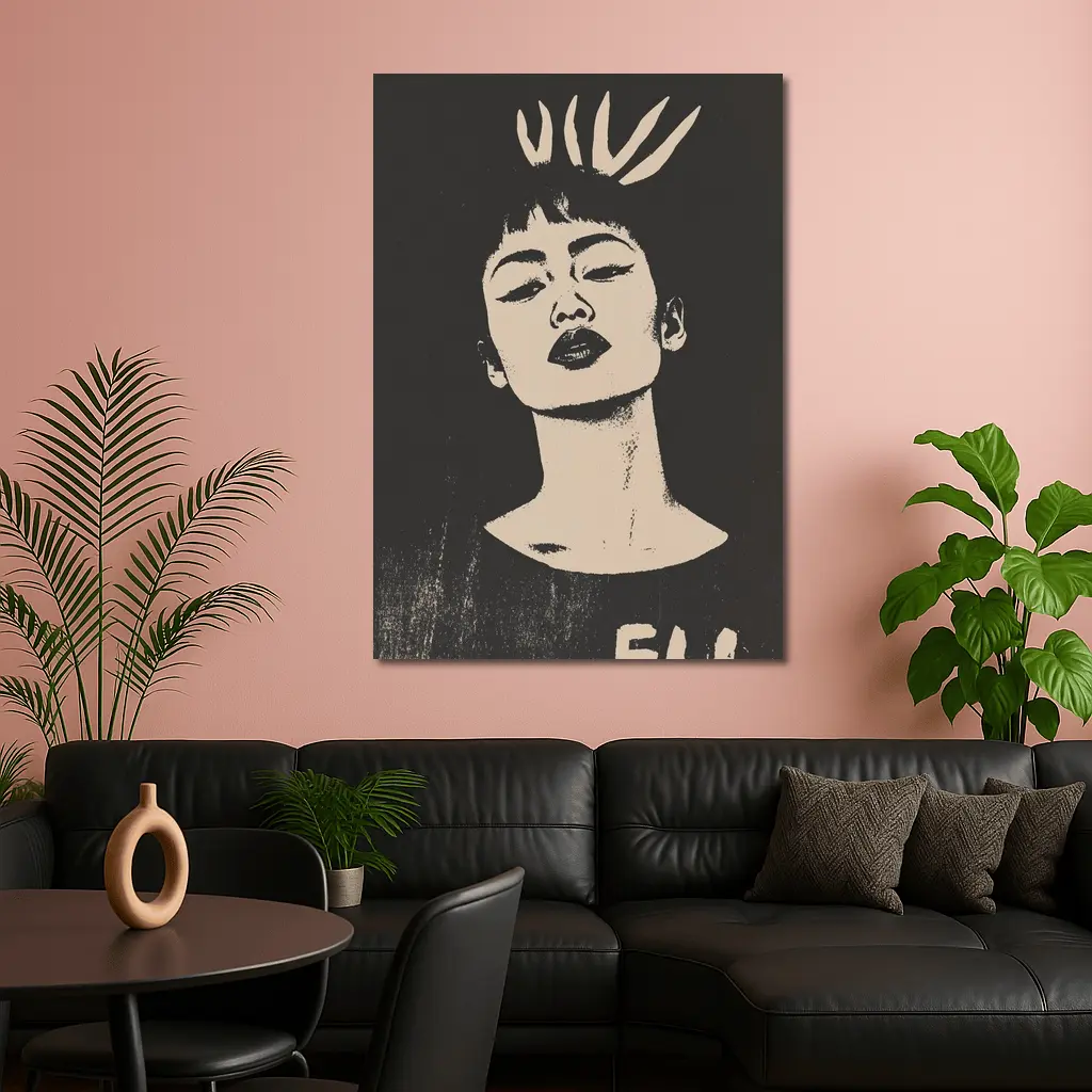 Bold Woman Portrait Dark Graphic Art – Wall Art