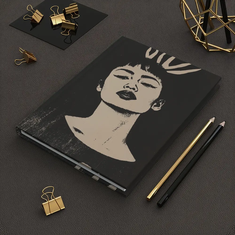 Bold Woman Portrait Dark Graphic Art – Notebooks