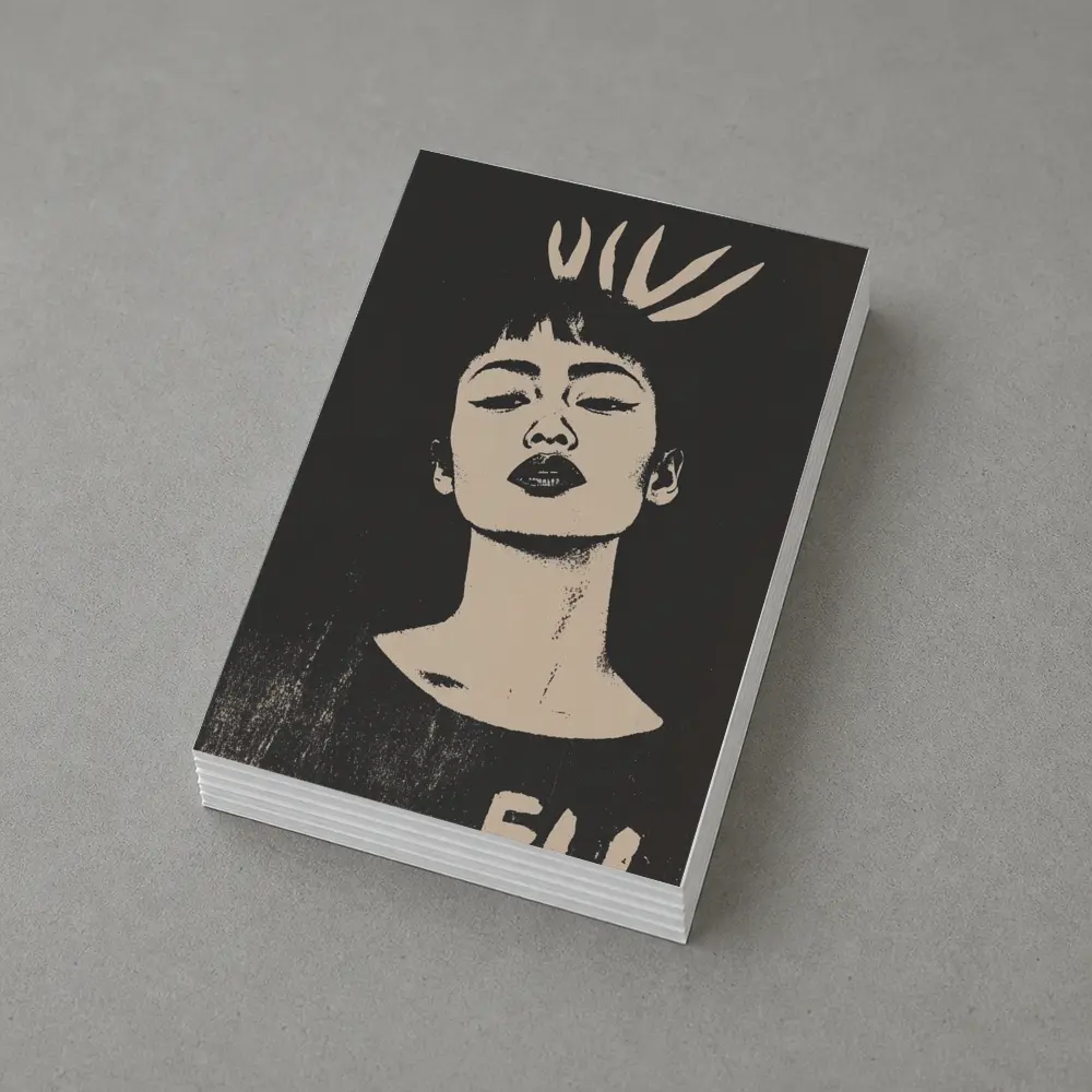 Bold Woman Portrait Dark Graphic Art – Postcards