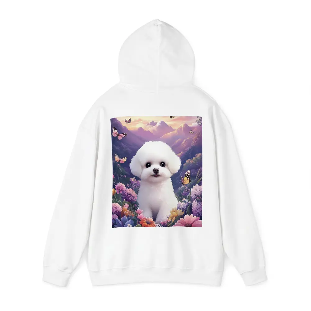 Bichon Frise Puppy Flowers Butterflies Purple Mountains – Hoodies