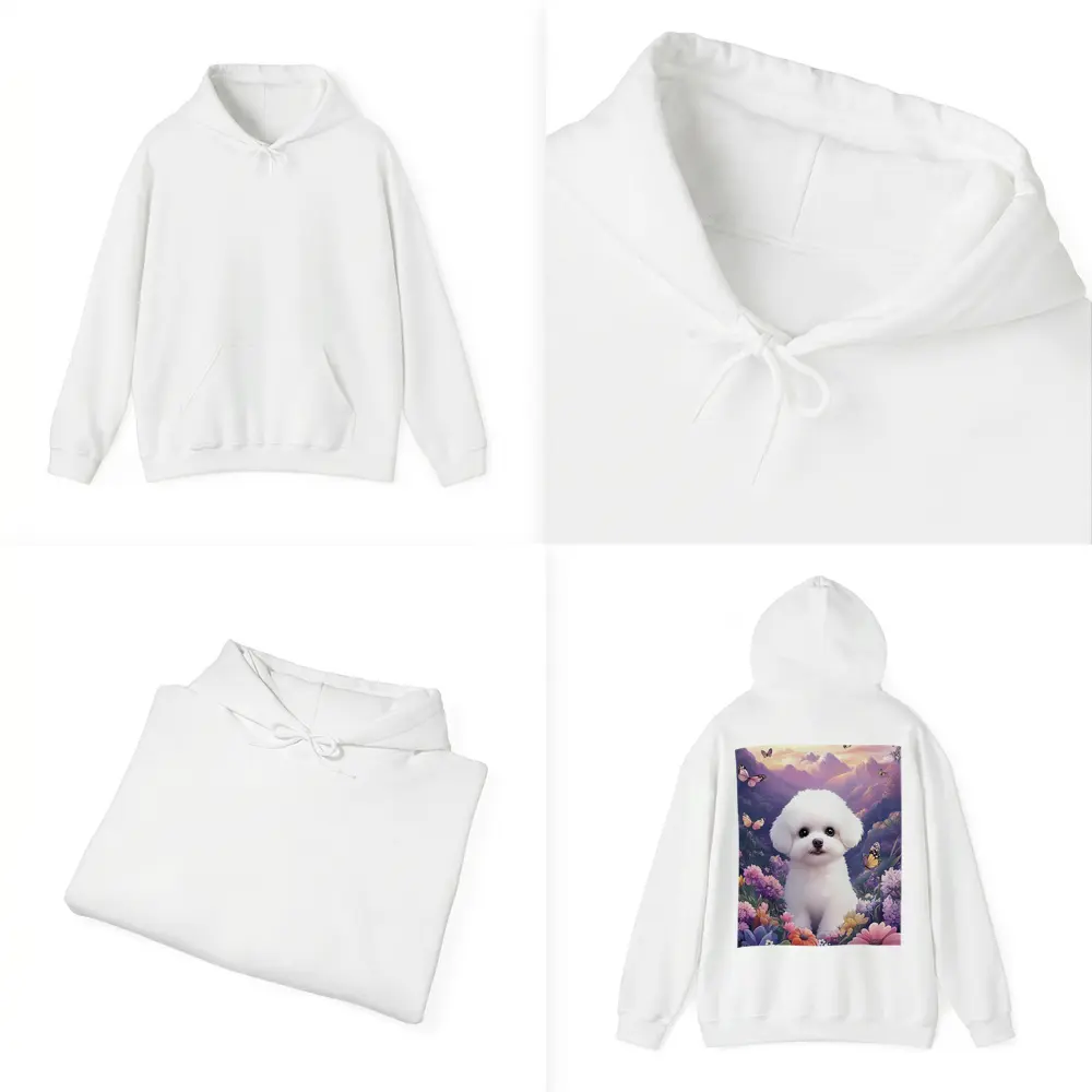 Bichon Frise Puppy Flowers Butterflies Purple Mountains – Hoodies