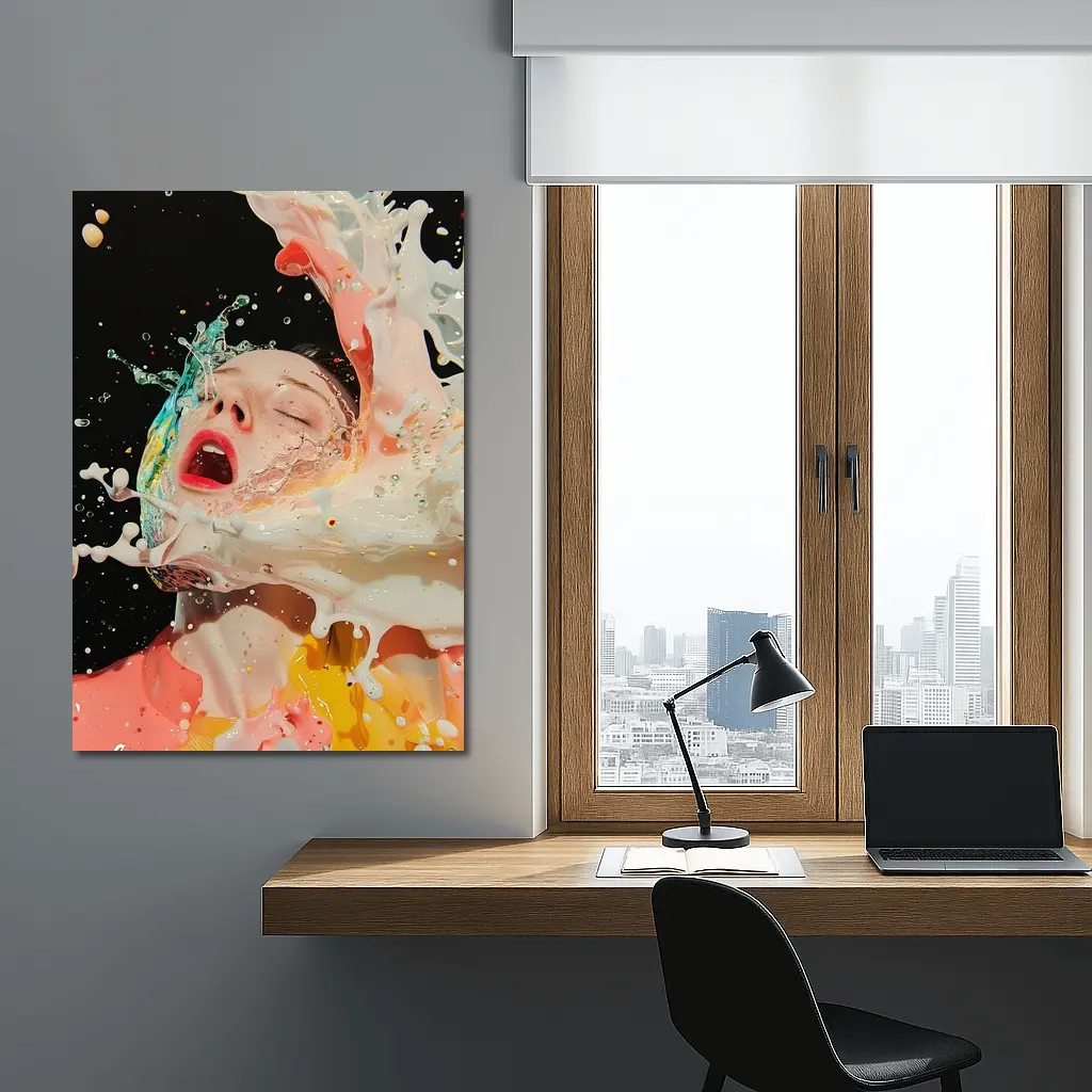 Woman Surreal Liquid Splash Colorful Art – Wall Art