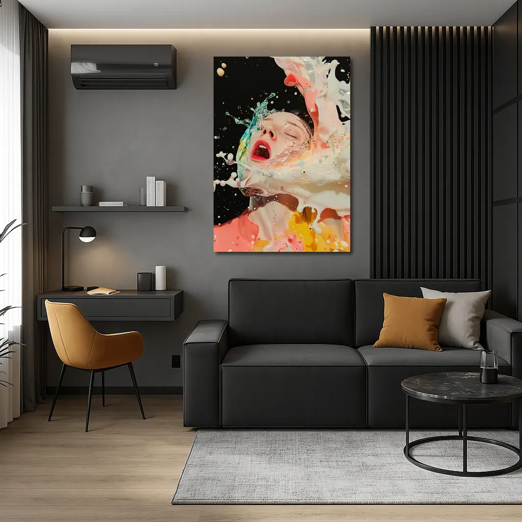 Woman Surreal Liquid Splash Colorful Art – Wall Art