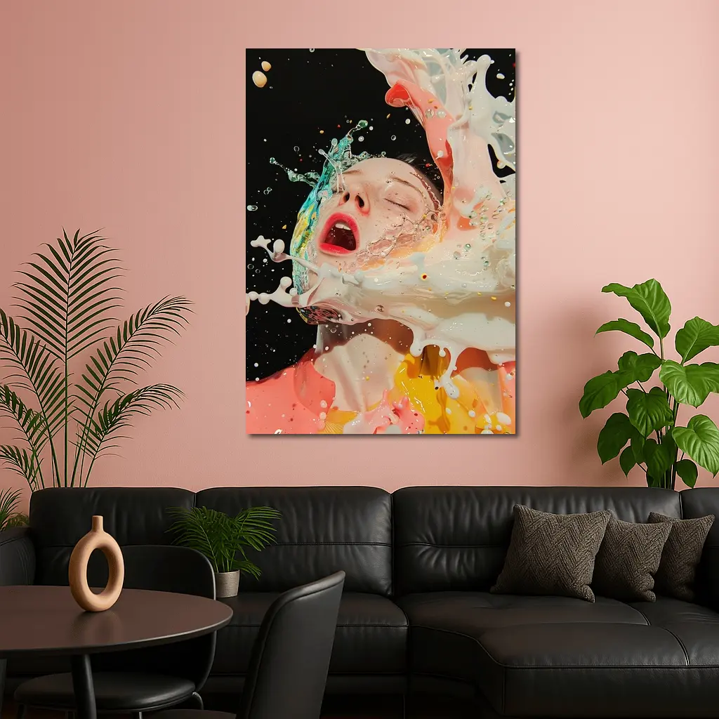 Woman Surreal Liquid Splash Colorful Art – Wall Art
