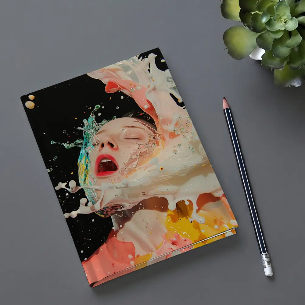 Woman Surreal Liquid Splash Colorful Art – Notebooks