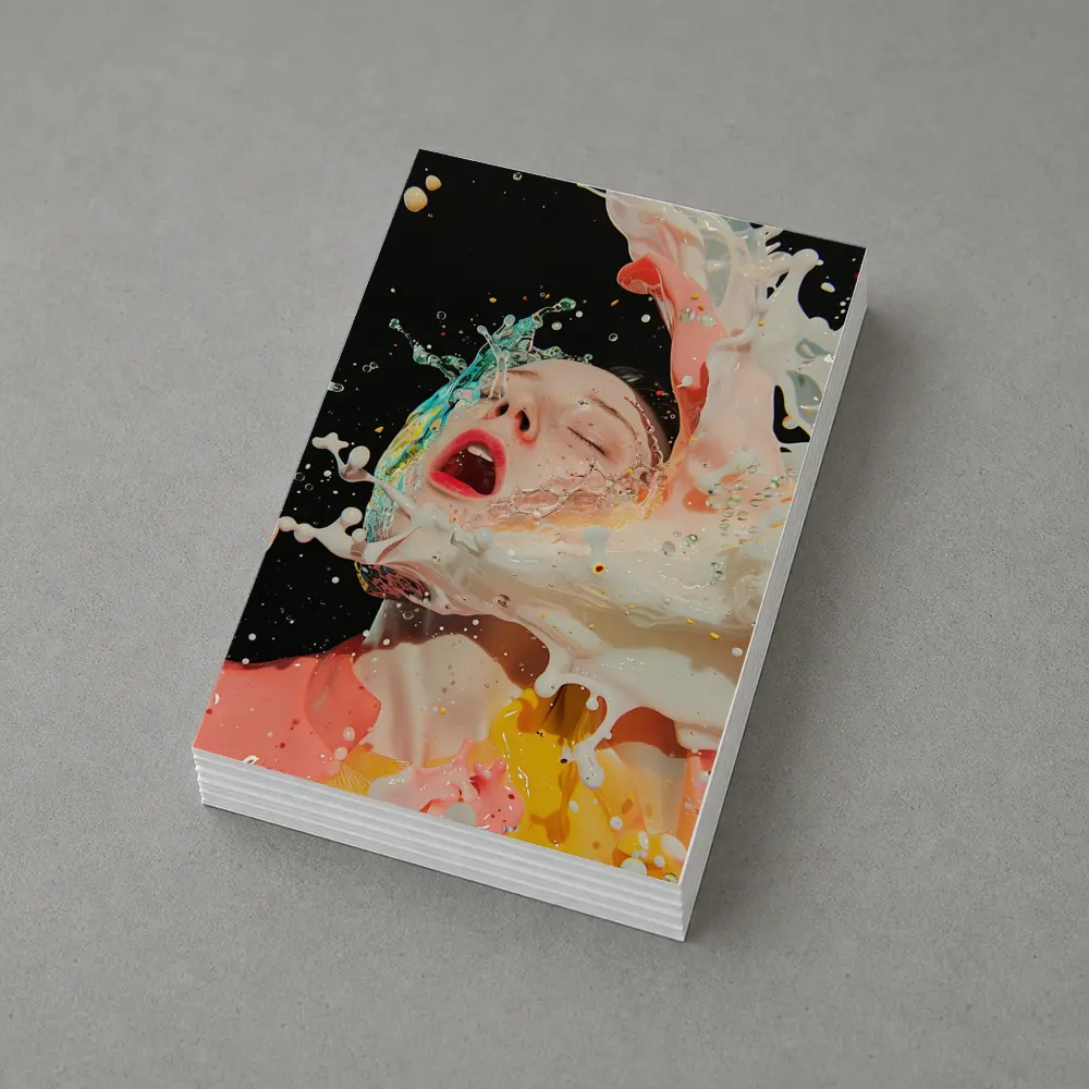 Woman Surreal Liquid Splash Colorful Art – Postcards