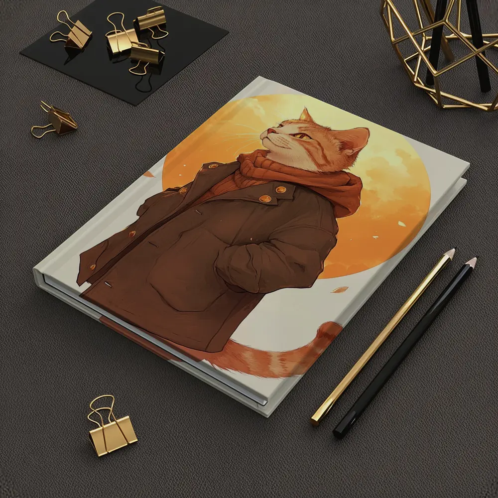 Tabby Cat Autumn Jacket Anime Art – Notebooks