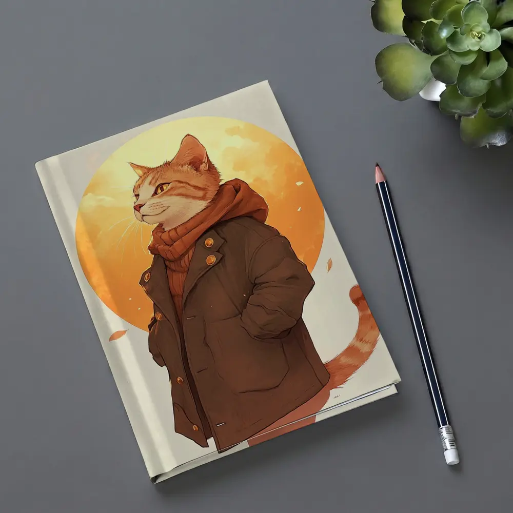 Tabby Cat Autumn Jacket Anime Art – Notebooks