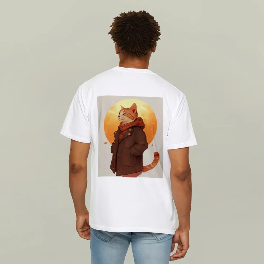 Tabby Cat Autumn Jacket Anime Art – T-Shirts