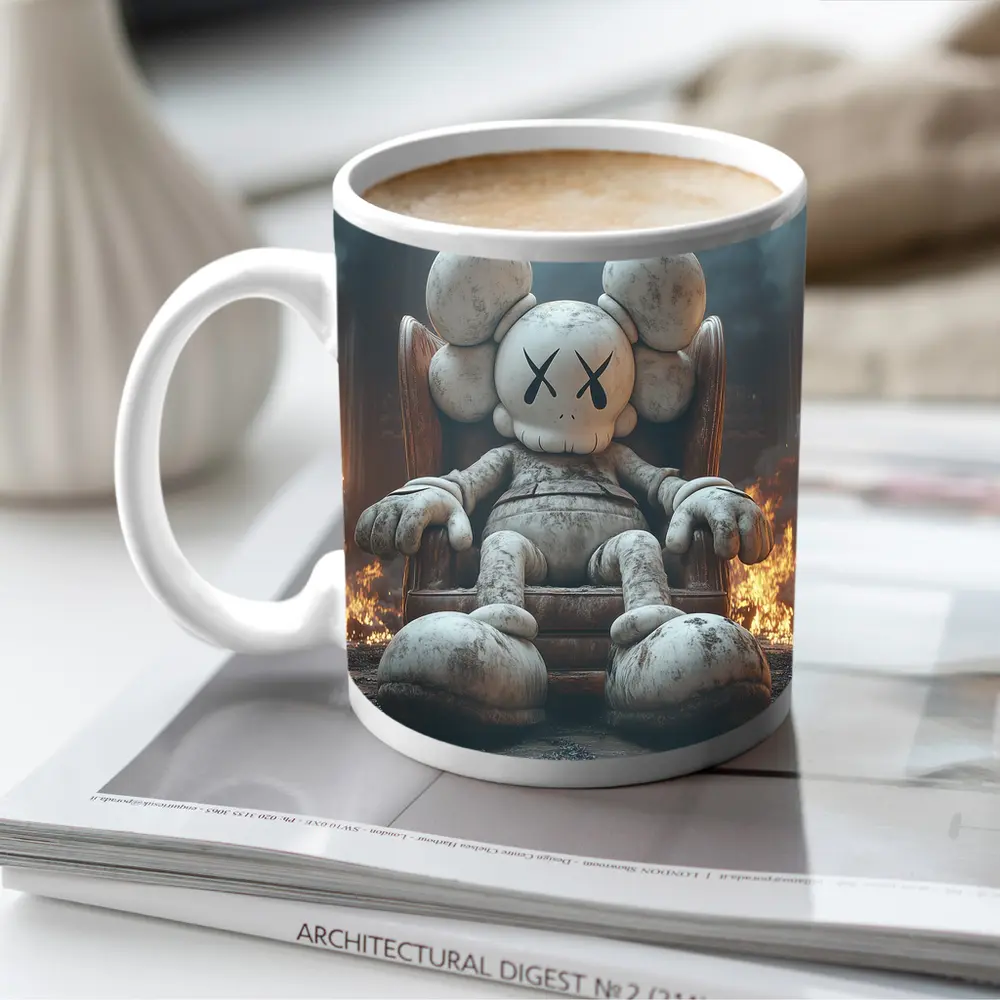 KAWS Figure Throne Surrounded By Fire – Mugs