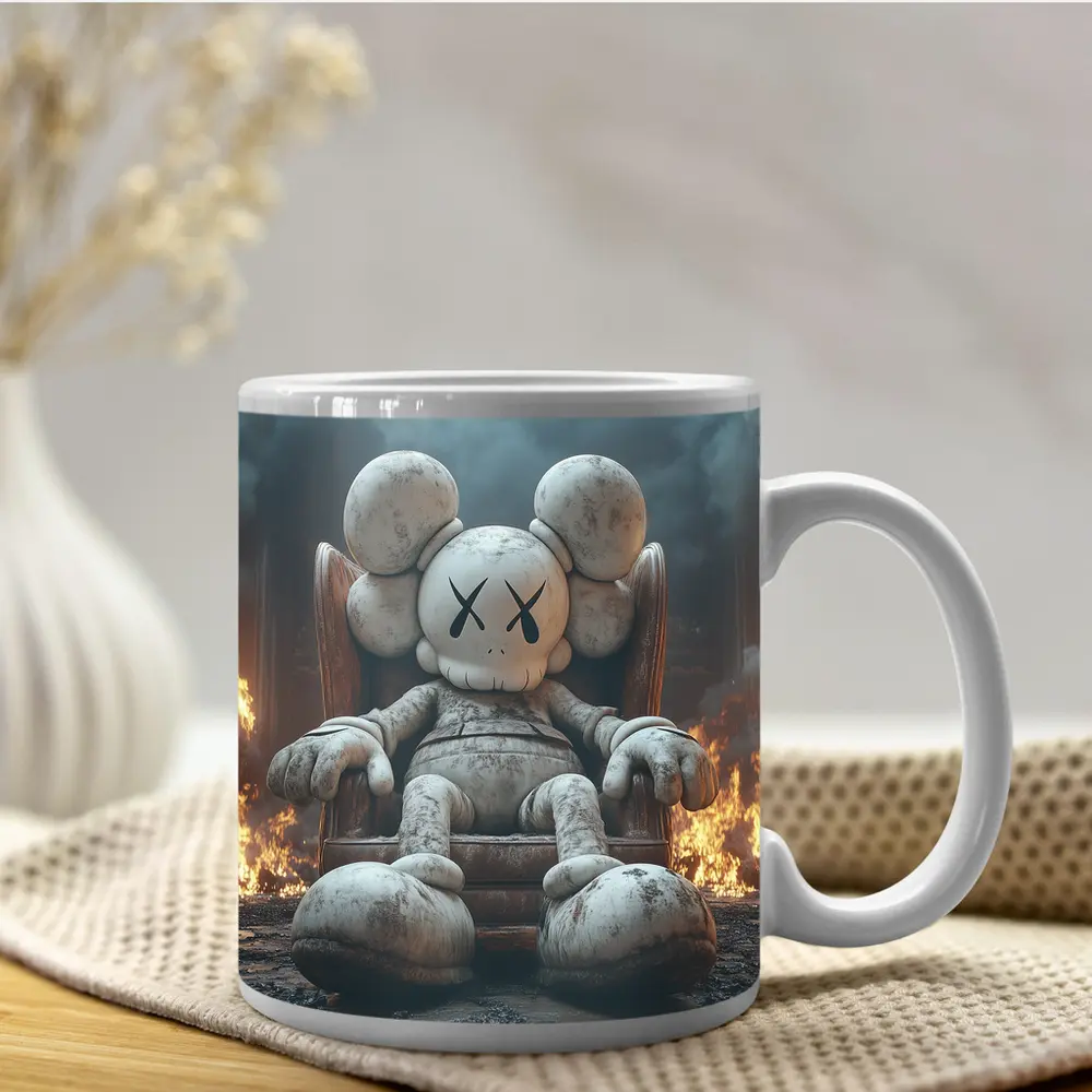 KAWS Figure Throne Surrounded By Fire – Mugs