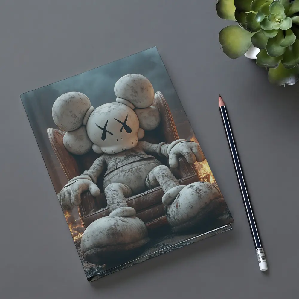 KAWS Figure Throne Surrounded By Fire – Notebooks