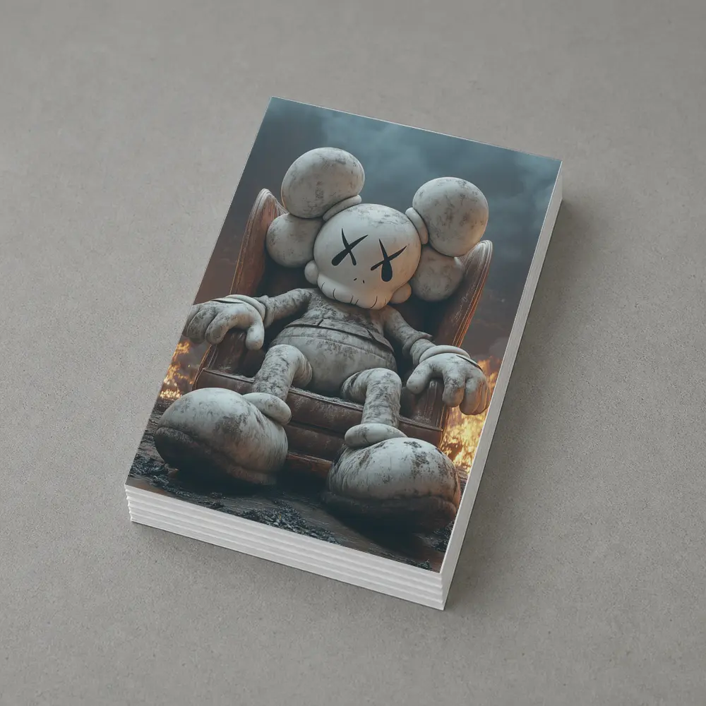 KAWS Figure Throne Surrounded By Fire – Postcards
