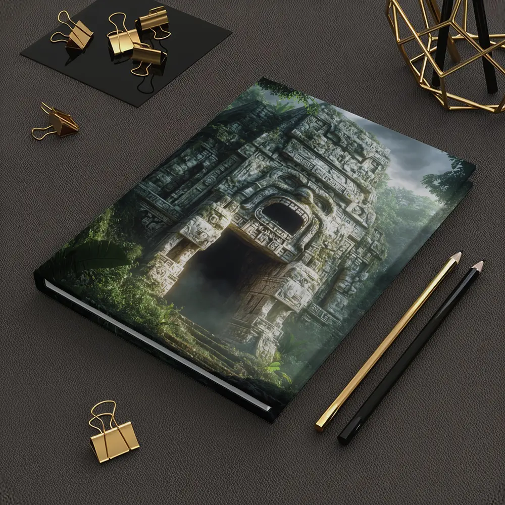 Ancient Mayan Temple Entrance Dense Jungle – Notebooks