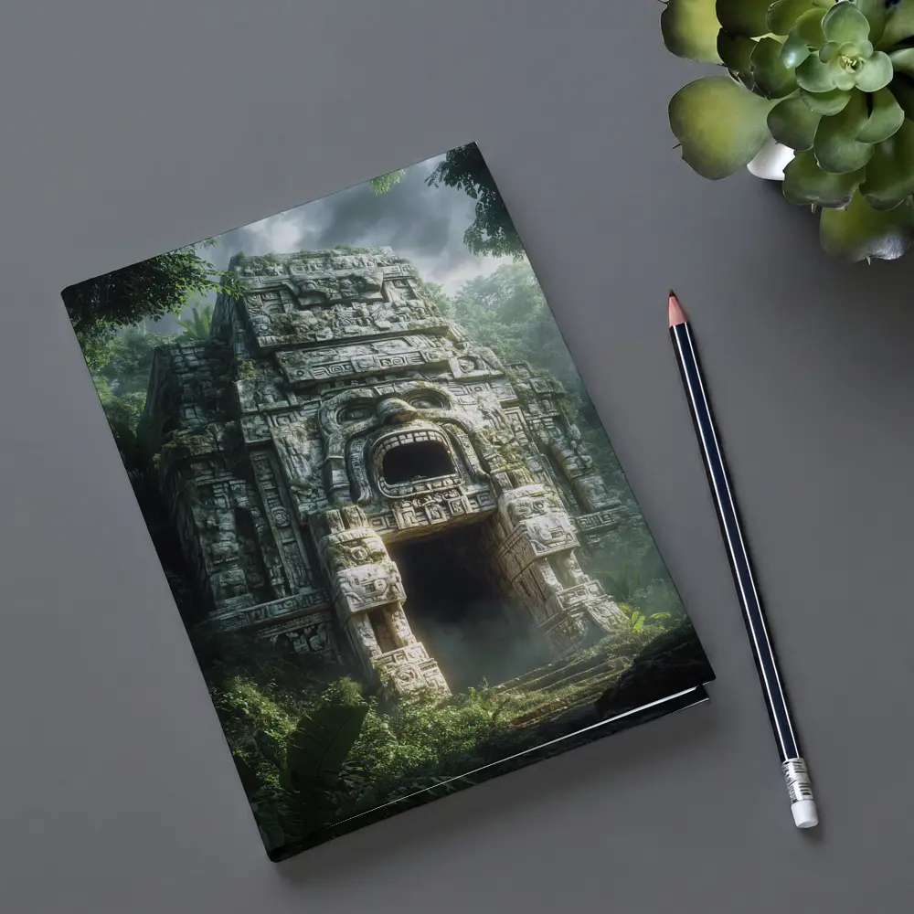 Ancient Mayan Temple Entrance Dense Jungle – Notebooks