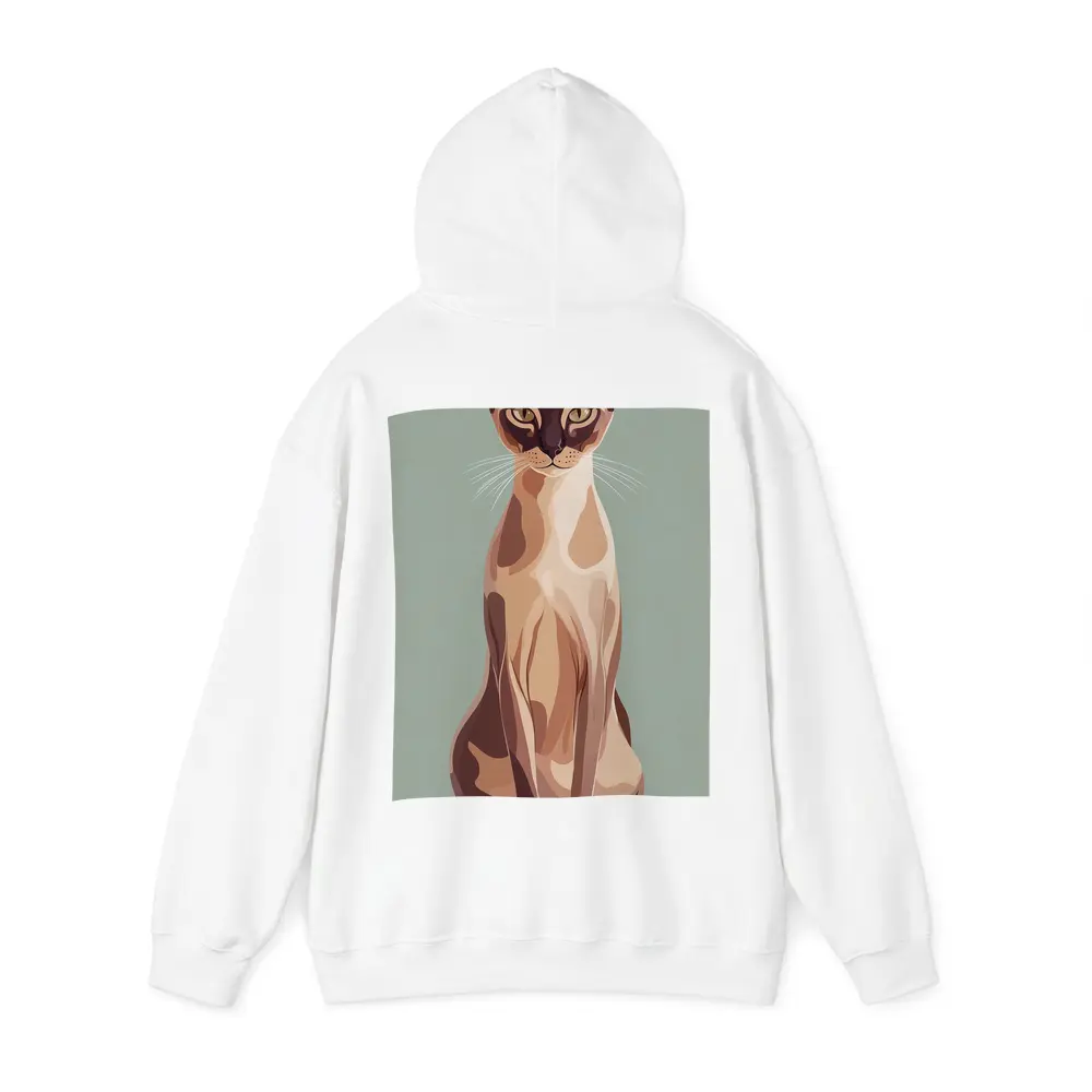 Tonkinese Cat Illustration Sage Green Background – Hoodies