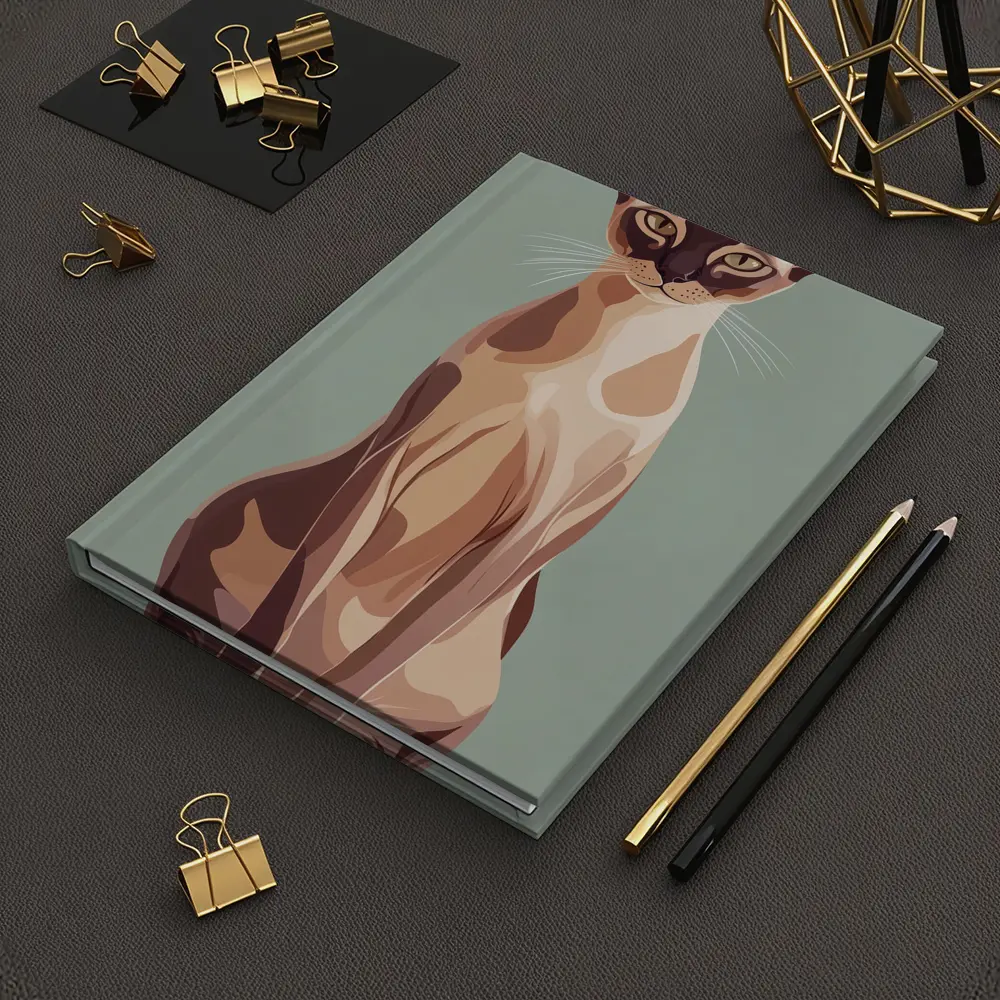 Tonkinese Cat Illustration Sage Green Background – Notebooks