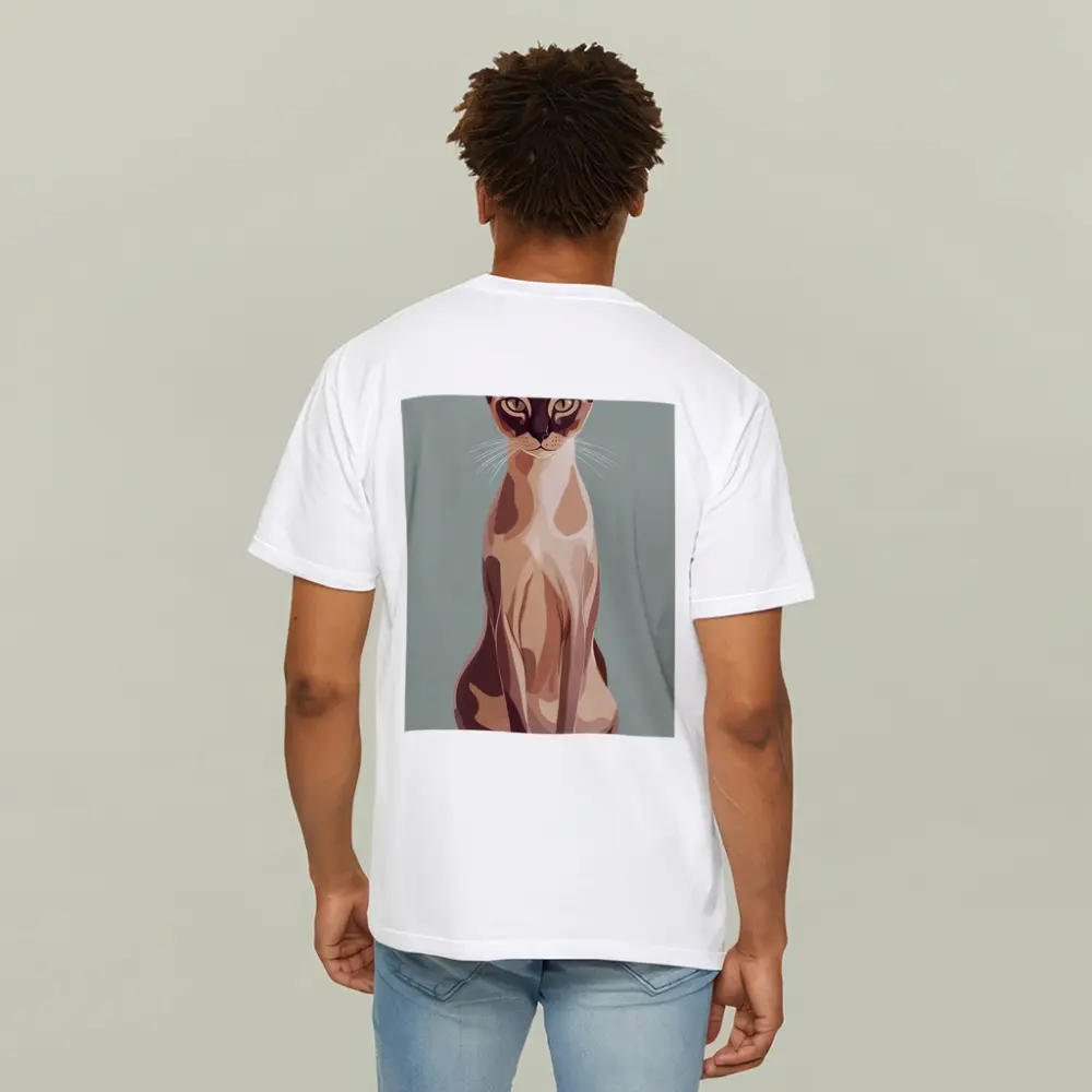 Tonkinese Cat Illustration Sage Green Background – T-Shirts