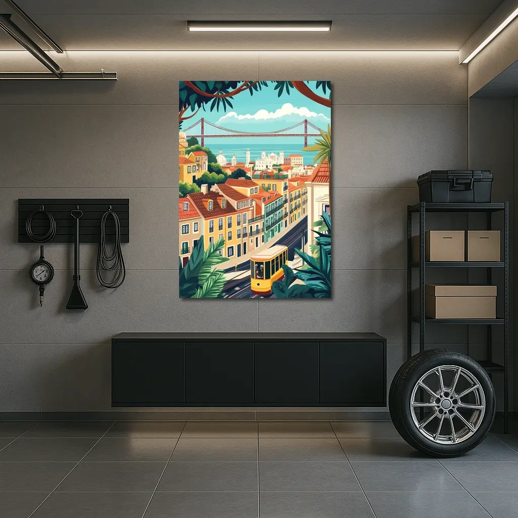 Lisbon City Tram Illustration Travel Art – Wall Art