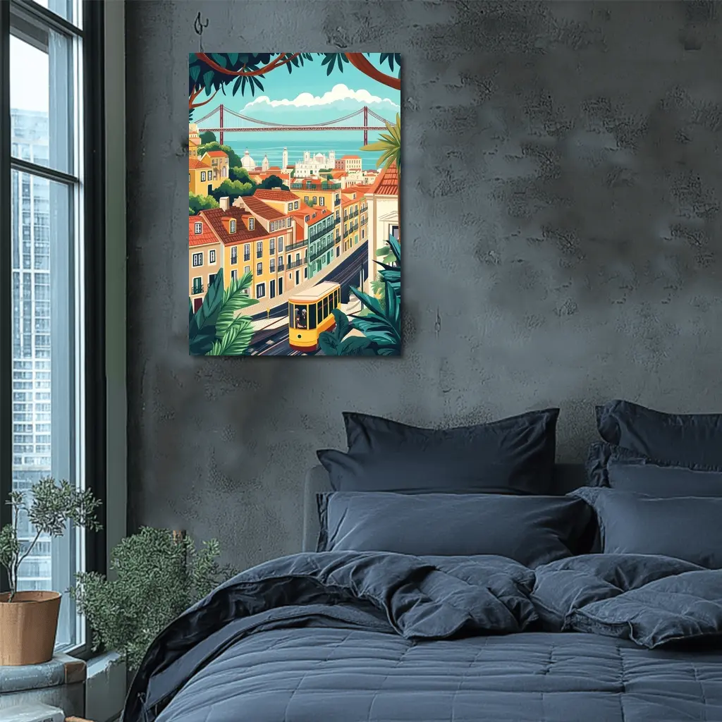 Lisbon City Tram Illustration Travel Art – Wall Art