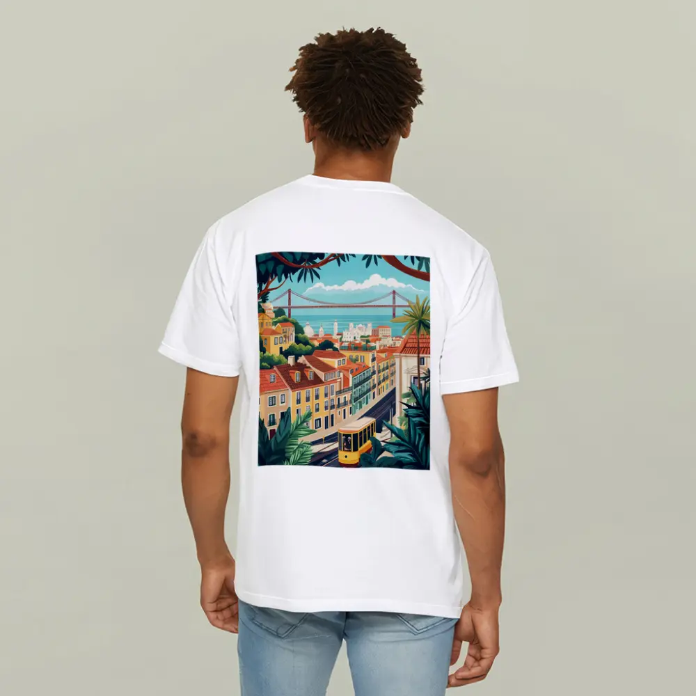 Lisbon City Tram Illustration Travel Art – T-Shirts