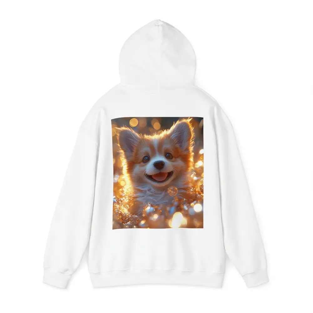 Happy Corgi Puppy Golden Bokeh Lights – Hoodies
