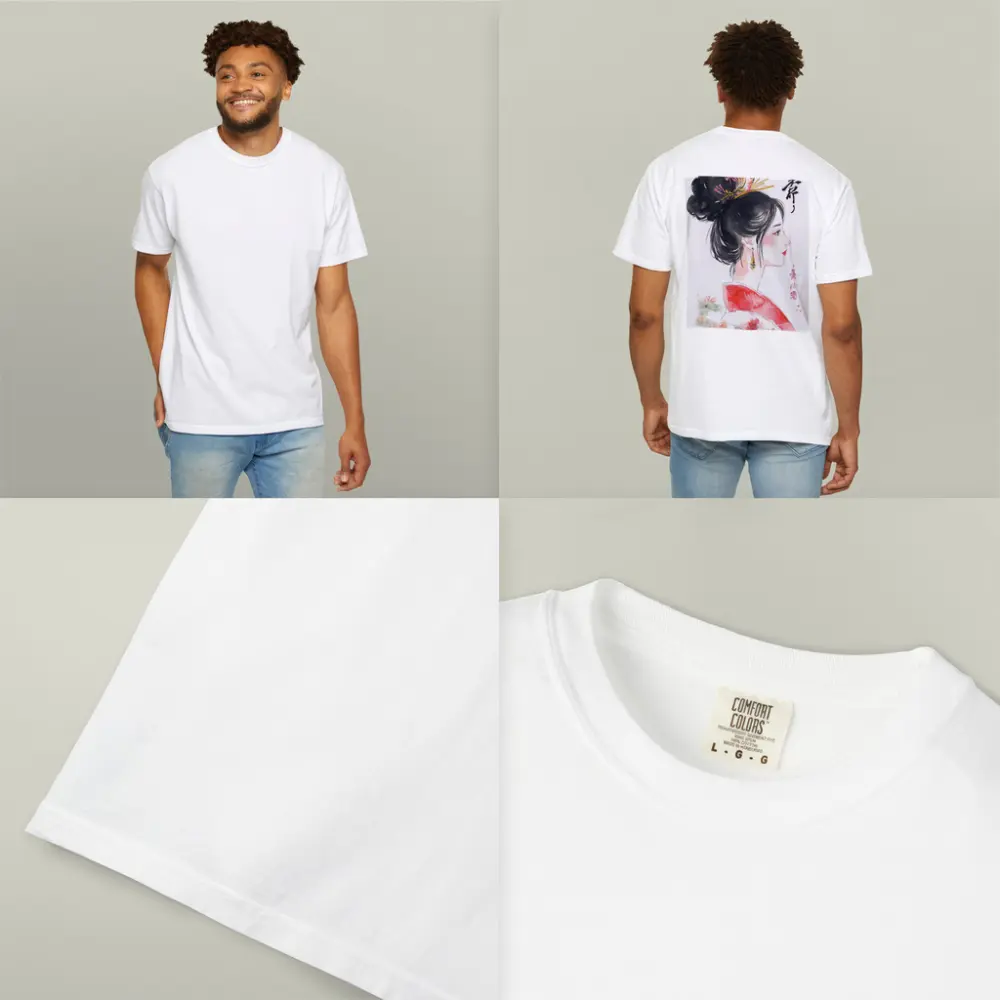 Japanese Ink Painting Woman Profile Red Sun – T-Shirts