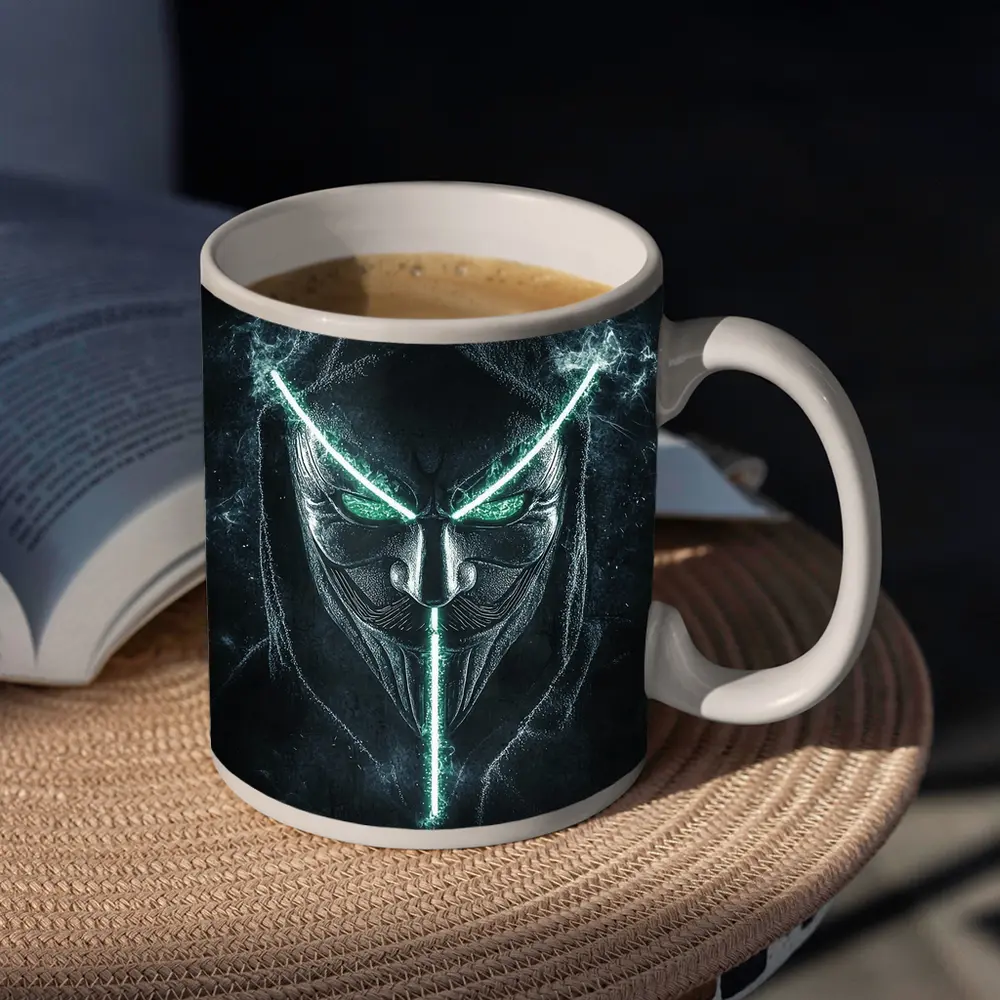 Neon Green Glowing Mask Dark Hood – Mugs