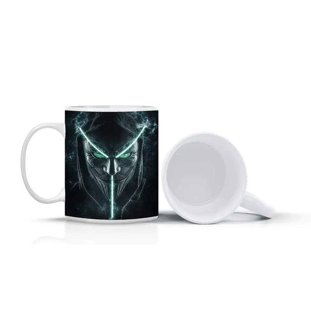 Neon Green Glowing Mask Dark Hood – Mugs