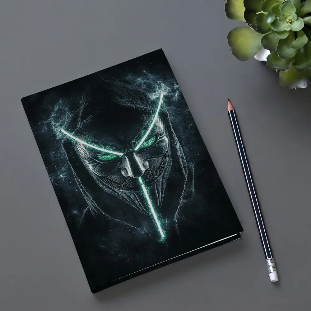 Neon Green Glowing Mask Dark Hood – Notebooks