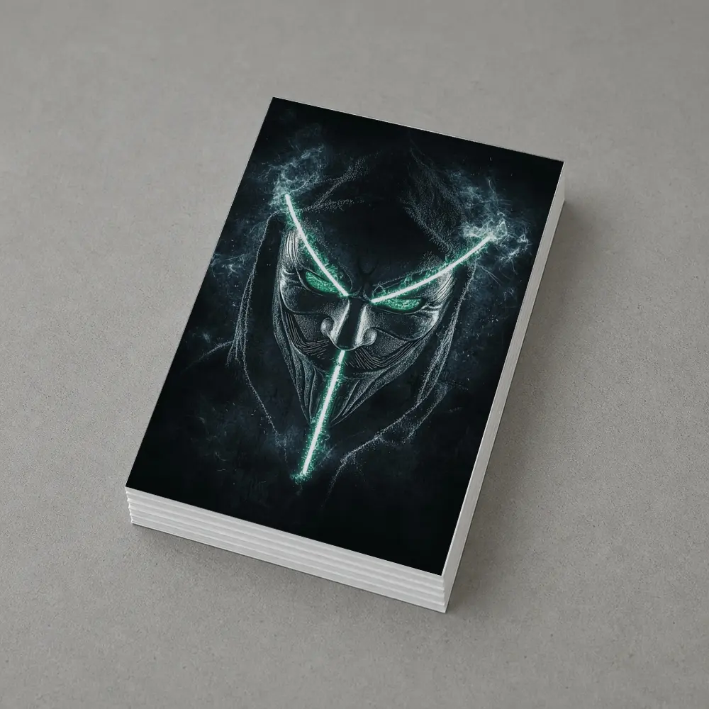 Neon Green Glowing Mask Dark Hood – Postcards