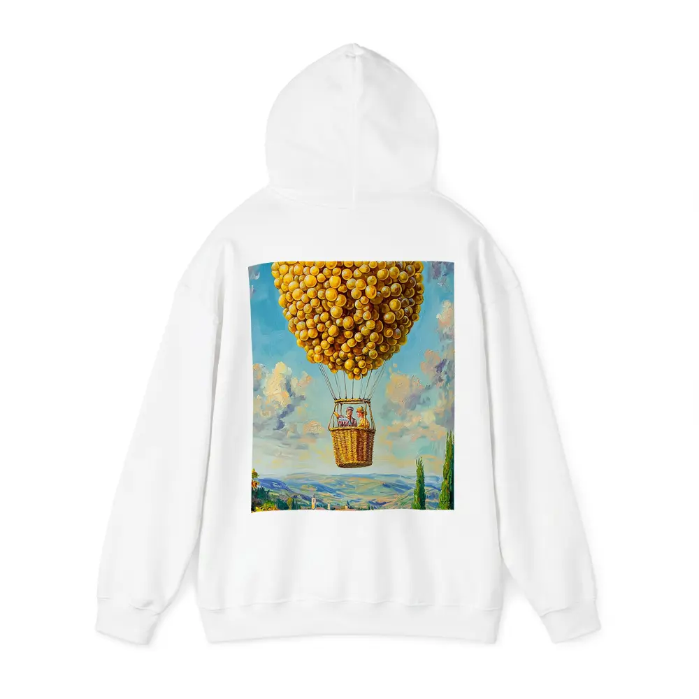 Lemon Hot Air Balloon Over Tuscan Village – Hoodies