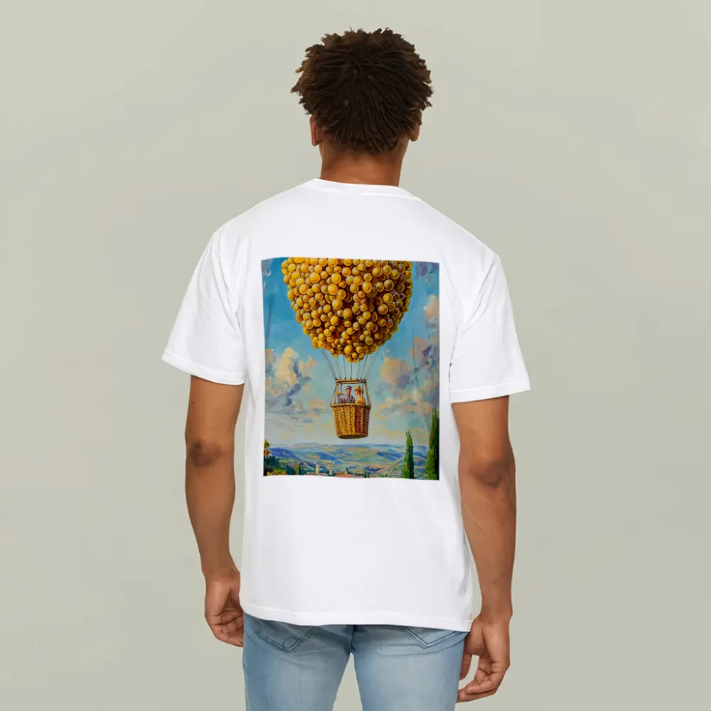 Lemon Hot Air Balloon Over Tuscan Village – T-Shirts