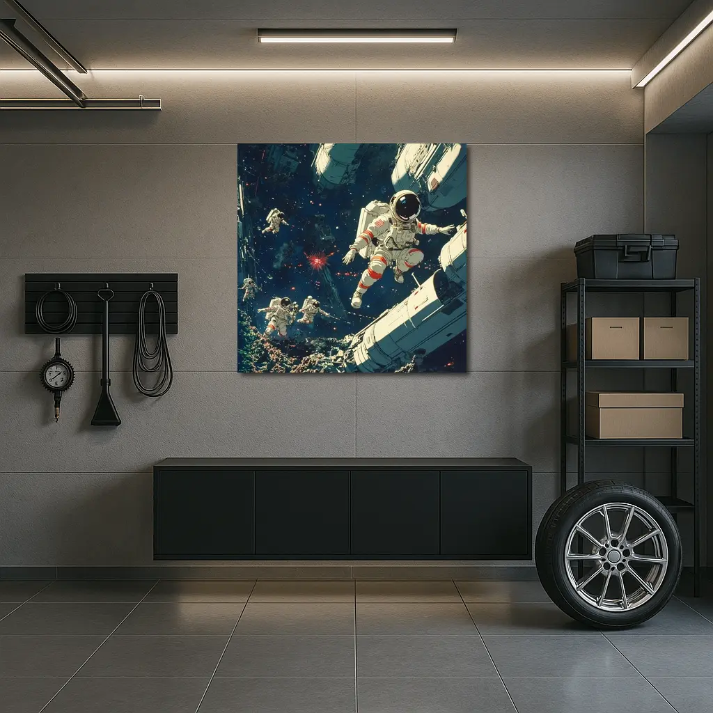Astronauts Floating In Deep Space Retro Art – Wall Art
