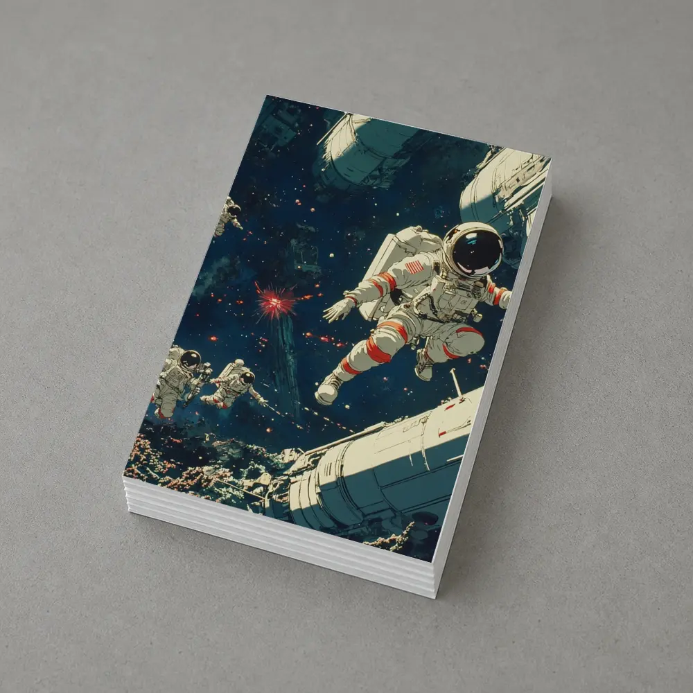 Astronauts Floating In Deep Space Retro Art – Postcards