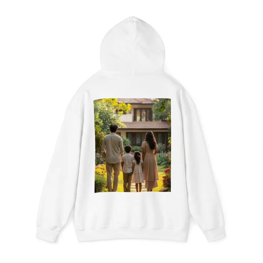 Family Standing Together Before Garden House – Hoodies