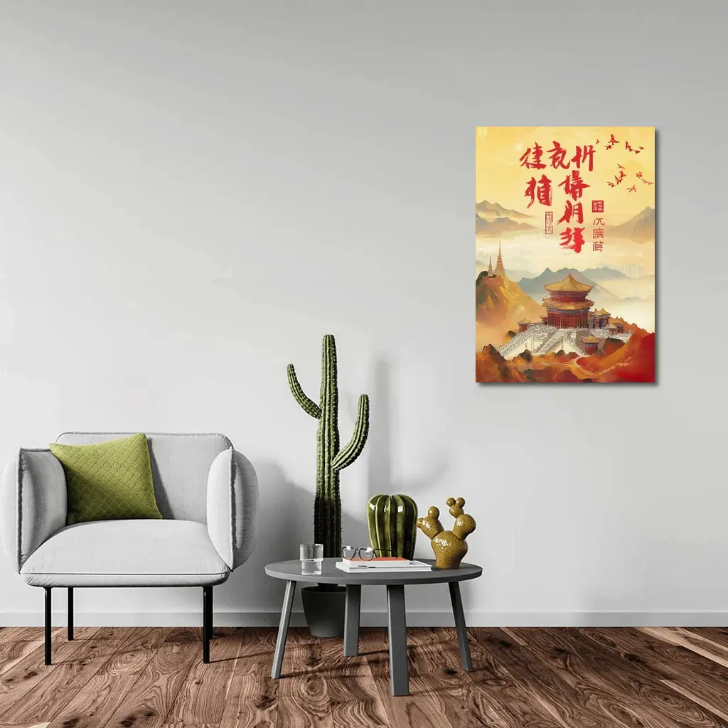 Chinese Temple Mountain Landscape Traditional Art – Wall Art