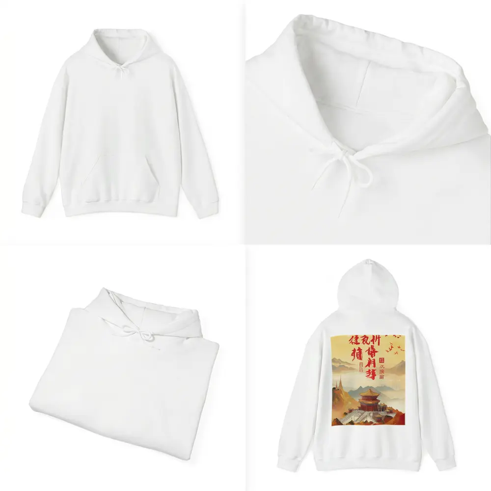 Chinese Temple Mountain Landscape Traditional Art – Hoodies