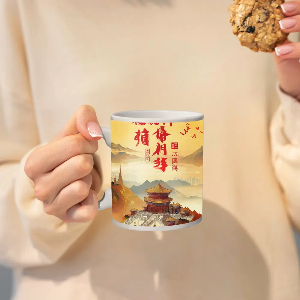Chinese Temple Mountain Landscape Traditional Art – Mugs
