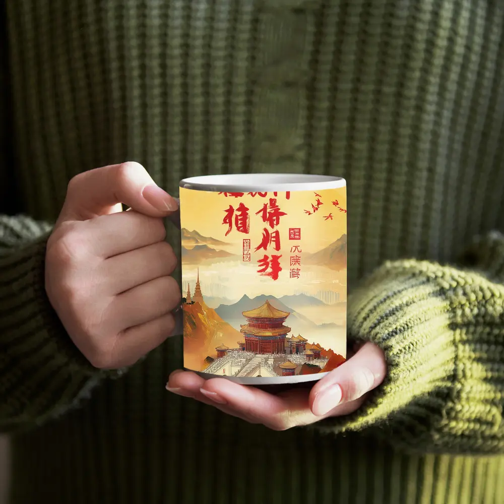 Chinese Temple Mountain Landscape Traditional Art – Mugs