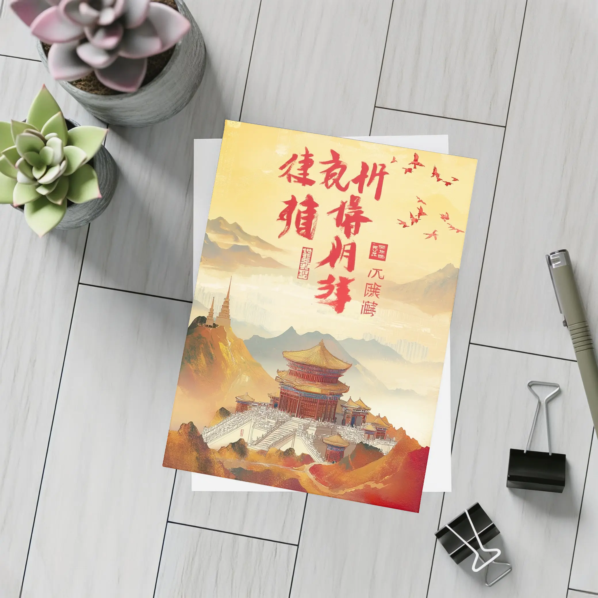 Chinese Temple Mountain Landscape Traditional Art – Postcards