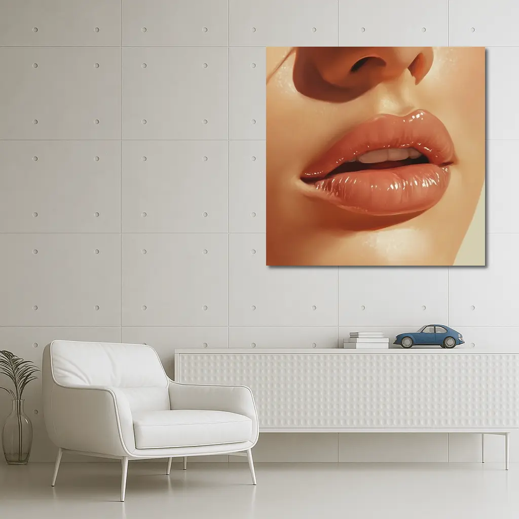 Close Up Glossy Lips Beauty Portrait Art – Wall Art