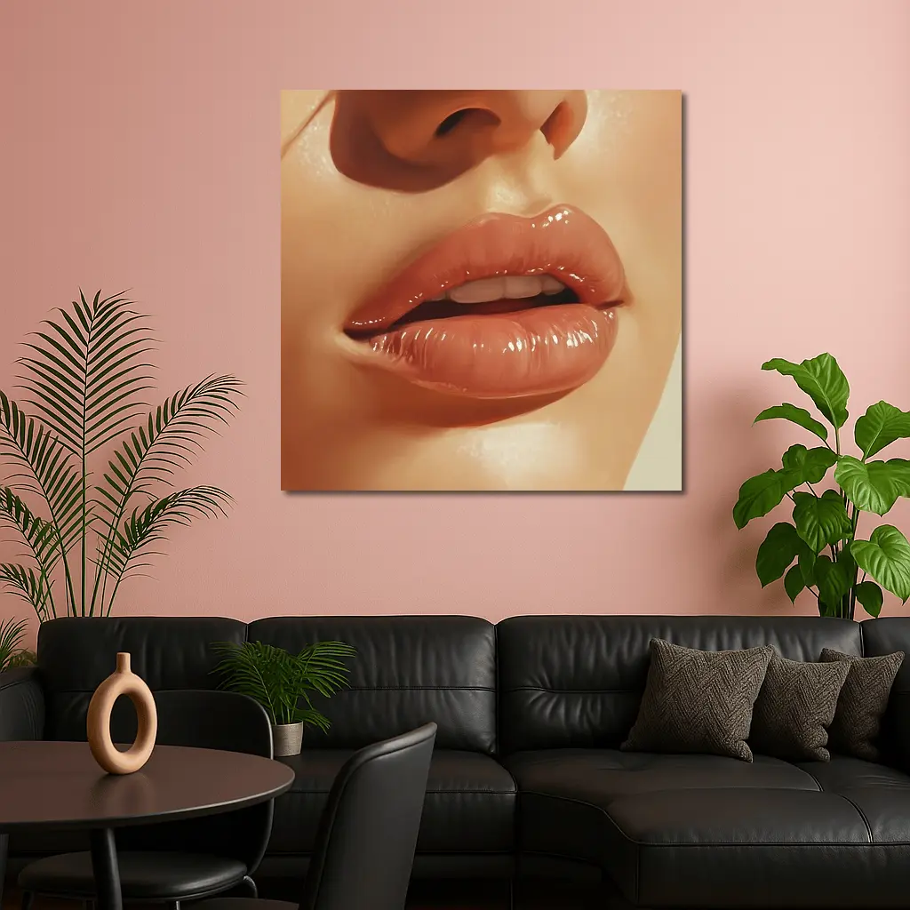 Close Up Glossy Lips Beauty Portrait Art – Wall Art
